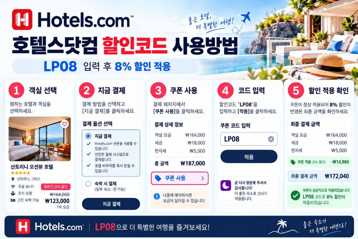 호텔스닷컴 할인코드 사용방법